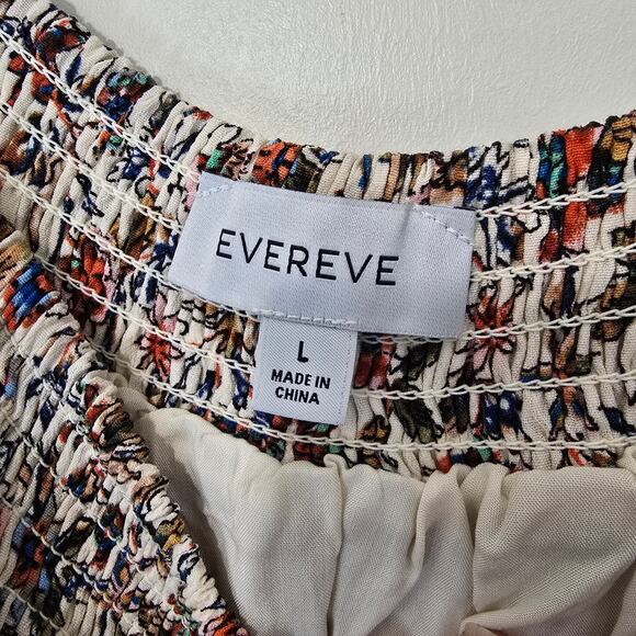 Evereve Floral Smocked Swing Tank Top Lined strappy Colorful Size Large - Picture 5 of 8